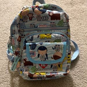 Harajuku Lovers Cartoon Print Kids Backpack - Light Blue